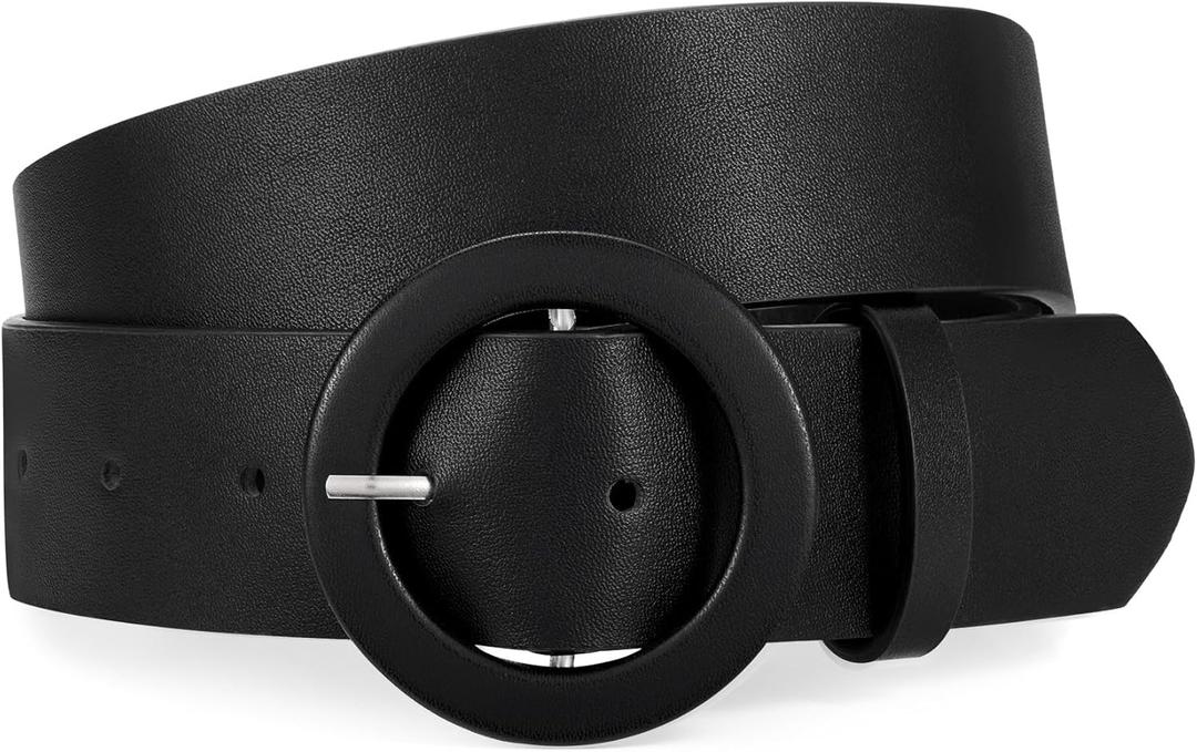 XZQTIVE Women's Wide Belt Fashion Candy Color Round Buckle Ladies Belt for Jeans Pants Dresses