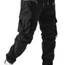 PLEPAN Men's Casual Cargo Pants Elastic Waist Drawstring Joggers Pants Tapered Sweatpants for Men Multi Pockets, Large