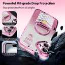 tharlet Kickstand for iPhone 16 Case with Stand [with Makeup Mirror] Cute Glitter Luxury Plating Edge Bumper with Full Camera Lens for iPhone 16 Phone Case, Pink (6.7")