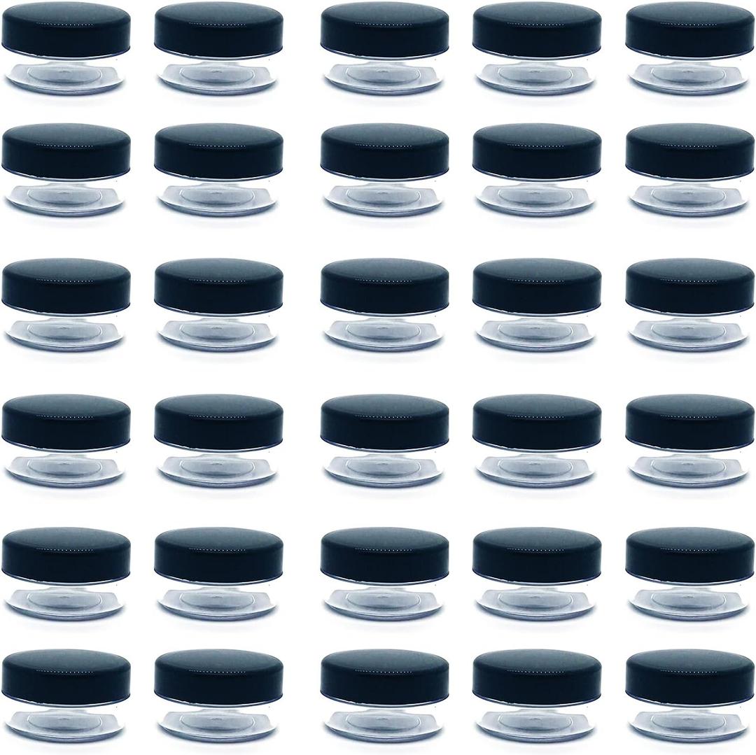 30 Pcs Sample Containers, 10 Gram Mini Sample Jars for Cosmetic, Eye shadow, Black Lid