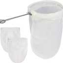 Fine Mesh Strainer, 3Pcs Reusable Cloth Strainer Bags with Stainless Steel Handle, Nut Milk Bag, Juice Strainer for Kitchen