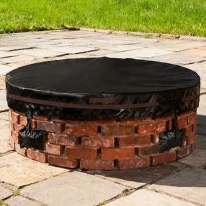 Outdoor Round Fire Pit Cover 51x9.5" Waterproof Tear-Resistant 600D Oxford PU Coated for 48–50" Built-In or In-Ground Stone Fire Pits, Heavy Duty All-Season Protection for Outdoor Fireplaces