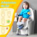 HBTower Potty Training Seat with Step Stool Ladder for Toddlers, Adjustable Kids Toilet Seat with Splash Guard, Anti-Slip Pads & Safety Handles, Comfortable Potty Chair for Boys & Girls (Grey)