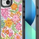 Compatible for iPhone 13 Case Cute Aesthetic - Durable Shockproof 6.6 ft Drop Impact Phone Case Cover with Funny Fashion Passion Flower 6.1"" Black, VV13B001
