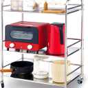 Susunnus Stainless Steel Cart With Wheels - 3 Tier Kitchen Utility Cart, Metal, Movable, Suitable for Various Occasions - Gift Tools (3T)