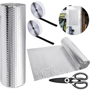 Supkiir RV Window Shade Reflective Insulation Roll, 20 Ft x 15.6 in DIY Double-Sided Aluminium Foil Heat Blocker, RV Sunshade Skylight Cover for Motorhome Car Truck Travel Trailer Attic Garage Door