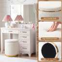 Vercraft 2 Pack Boucle Round Ottoman with Storage for Dorm,White and Gold
