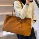 Suede Purses for Women 2025 Fall Trendy Slouchy Shoulder Bag Suede Handbags Vintage Tote Large Capacity Commuter Bag