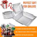 3 Pack Grill Baskets for Outdoor Grill, Heavy Duty Stainless Steel Vegetable Grill Basket, Grilling Basket for Veggies, Grilling Accessories for All Grills & Smokers - Grilling Gifts for Men