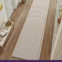 DEXI Hallway Runner Rug 2'x7', Non Slip Rubber Backed Runners Carpet, Ultra Thin Entryway Rugs Indoor for Kitchen Hallway Entrance Bedroom, Beige and White