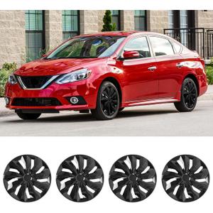 DREAMIZER 16" Wheel Rim Cover Hubcaps Replacement Snap on Wheel Cover Kit Universal R16 Hub Cap Black Hubcaps Wheel Covers Set of 4 Compatible with Toyota Corolla Nissan Sentra Honda Civic Most Cars