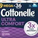Cottonelle Ultra Comfort Toilet Paper, 9 Mega Rolls = 36 Regular Rolls, Packaging May Vary