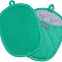 2-Pack Silicone Pot Holders for Kitchen Heat Resistant up to 500°F, Non-Slip Large Hot Pads with Pocket, Quilted Liner Trivets for Countertops Hot Pots and Pans (Jungle)