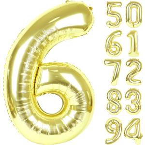 Champagne Gold 6 Balloon, Number Balloons 40 Inch, Light Gold 6th Balloons for Birthday Decorations, Light Gold Party Supplies 6 Birthday Balloon, Number 6 Balloon