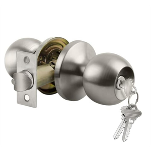 BESTTEN Keyed Entry Door Knob with Lock, Interior and Exterior Door Lock, Standard Ball, Satin Nickel