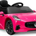 Garvee Ride On Car Licensed Maserati GranCabrio, 12V Powered Motorized Car for Children with Remote Control, Kids Ride On Toy Car with Spring Suspension, Bright Lights, 4 Wheel Electric Vehicle, Pink