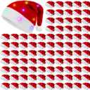 Panitay Christmas LED Light Up Hat Bulk Santa Plush Funny Red Xmas Lighted Hat for Merry Christmas Holiday New Year Adults Party Costume Props Supplies(100 Pcs)