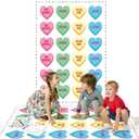 Valentine's Day Game for Classroom Twist Poses Floor Game Includes 59 x 40 Inches Giant Heart Mat Instruction Manual and Black Pointer Valentines Decorations for Indoor Outdoor Activities