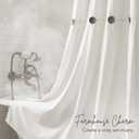 Farmhouse Shower Curtain Linen Button Woven Fabric Country Rustic Western, White 72" W x 72" L