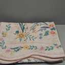 Pink Floral Rug 4X6 for Girls Bedroom or Nursery, Scalloped Cottagecore Washable Non-Slip Area Rug, Cute Soft Boho Carpet for Kids Room, Dorm, or Playroom