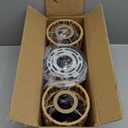 3 Pack Rattan Pendant Lights Kitchen Island, Farmhouse Pendant Lighting with Hand Woven Wicker Shade, Boho Chandelier Light Fixtures Ceiling Hanging for Dining Room Bedroom Foyer Hallway