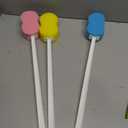 3 Pieces Long Handle Sponge 22.4'' Back Sponge on a Stick Body Brush Handled Washer Scrubber for Foot Body Limited Motion (Pink, Blue, Yellow)