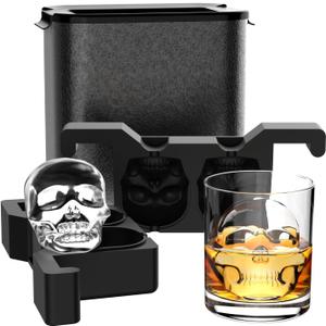 Skull 3D Ice Ball Maker - Large Crystal Clear Ice Cube Tray - Whiskey Bourbon Cocktails