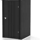 Patiolife 3 x 3 FT Metal Storage Shed, Small Patio Tool Shed with Sloping Roof & Lockable Door, Outdoor Garden Steel Shed for Backyard, Lawn, Easy-Assembly Black