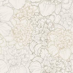 VEELIKE Boho Sketch Peony Peel and Stick Wallpaper Vintage Floral Wallpaper for Bedroom Bathroom 17.7''x118'' Removable Peony Wall Paper Floral Contact Paper for Cabinets Drawers Shelves Accent Wall (Beige)