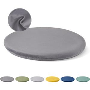 14Inch Bar Stool Cushions,Round Memory Foam Seat Cushion,Anti Slip Circle Stool Cushions,Detachable Chair Cushion,Fabric Soft Chair Pad for Office Dining Kitchen Living Room Dark Grey