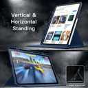 JETech Rotating Case for Samsung Galaxy Tab S11 with S Pen Holder, 360 Degree Rotation Protective Stand Cover Clear Back, Auto Wake/Sleep (Navy)