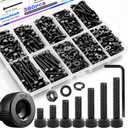 mxuteuk 380PCS M4 Screws Kits,6/8/12/16/20/30mm Metric Hex Socket Head Cap Bolts,12.9 Grade Alloy Steel M4 Bolts with Hex Wrench