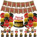 Cheetah Print Balloons Kit - Complete Leopard Birthday Decorations Set with Banner, Red Black Gold Balloons for Women Bachelorette, Jungle Safari Animal Theme Party Supplies