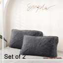MorroMorn Decorative Pillows Covers, 2 Packs Faux Fur Pillow Cases Standard Size, Luxury Shaggy Throw Pillowcase Cushion Shams with Zipper Closure Room Decor for Couch Sofa Bed (Gray, Standard)
