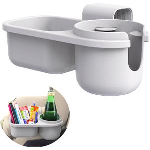 Child Cup Holder with Snacks Holder and Pod for Convertible Car Seats, Compatible with Most Car Seats, BPA Free- Grey.