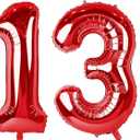 Red 13 & 31 Birthday Balloons  Large Foil Numbers with Red Confetti, Perfect for Girls, Boys, Women, Anniversary & Baby Showers