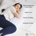 Organic Cotton U-Shaped Pregnancy Pillow – Full Body Support with Kapok & Natural Latex Filling – Adjustable, Ergonomic Back, Belly & Leg Support for Sleeping, Reading - Made in EU (Plain White)