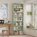 FACBOTALL 82" Tall Bookshelf, 7-Tier Open Shelves Bookcase, Freestanding Display Storage Shelves, Tall Bookcase Home Decor Furniture for Home Office, Living Room, Bedroom, Green, Large