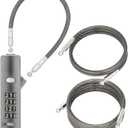 Cable Lock, 4-Digit Combination Wire Lock with 3 Rechangeable Steel Braided Steel Ropes (9"/24"/47"), Compact & Portable for Bikes, Luggage, Storage Units, Fence & Cabinet (Grey)