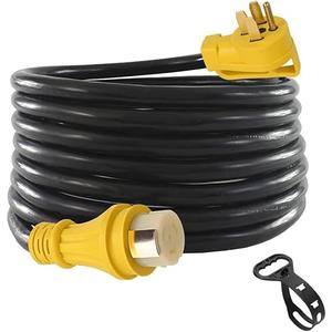 S7 50Ft 50Amp STW Heavy Duty RV Extension Cord with Additional Ring,14-50P Male and SS2-50R Twist-Locking Female,6AWG/3C + 8AWG/1C 125V/250V for RV Trailer, Camper, Motorhome
