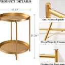 TeoKJ 2 Tier Gold Side Table, Folding Round Metal End Table Small Nightstand with Two Removable Tray for Bedroom Living Room Small Spaces Bedside Gold