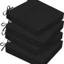Basic Beyond Outdoor Chair Cushions for Patio Furniture, Waterproof Outdoor Seat Cushions Set of 4 19 x 19, Patio Chair Cushions Set of 4 with Ties and Handle, Black