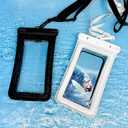 IPX8 Floating Waterproof Phone Pouch 2-Pack ,7.2 Inch Waterproof Dry Bag16/15/14 Pro Max Galaxy S24/S23 Adjustable Lanyard + wrist strap Beach Swimming Travel Essentials Black white