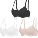 3Pcs Set Everyday Bra for Women T-Shirt Push Up Underwear with Support Anti-Sag Causal Comfortable Lingerie size L