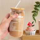 Gifts for Grandma from Granddaughter Unique Grandmother Cup with Engraving Cups Lid Best Grandma Ever Presents for Birthday Mothers Day Gifts for Grandmother, 16 oz Glass Coffee Cup