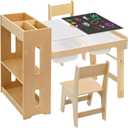 WINGYZ Sensory Table and Chairs, Toddler Activity Table and 2 Chair Set with Storage Cabinet & Bins, 6 in 1 Kids Desk Art Table with Paper Roll for Playrooms Daycare, Sensory Tables for Toddler Gifts