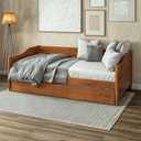 Camaflexi Mid Century Classic Twin Size Daybed with Trundle / 100% Solid Wood/Castanho Finish