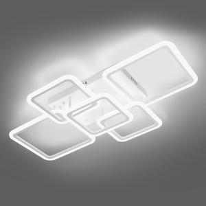 Modern LED Ceiling Light 5-Square Dimmable White Flush Mount LED Flower Ceiling Light with Remote for Living Room 5 Light-36.2 inch-Standard