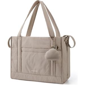 BAGSMART Diaper Bag Tote Puffer, Hospital Bag for Labor Delivery with Pacifier Case, Lightweight Baby Bag for Travel, Work | Multifunctional, Insulated Pockets, Water Resistance (Grayish Brown)
