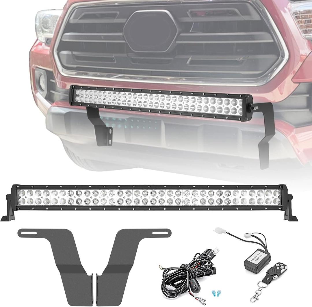 Dasen 32" 180W LED Light Bar & Front Hidden Bumper Grille Lighting Mount Brackets Control Wiring Kit Compatible with Toyota Tacoma 2016-2023 Dasen 32" 180W LED Light Bar & Front Hidden Bumper Grille Lighting Mount Brackets Control Wiring Kit Compatible with Toyota Tacoma 2016-2023